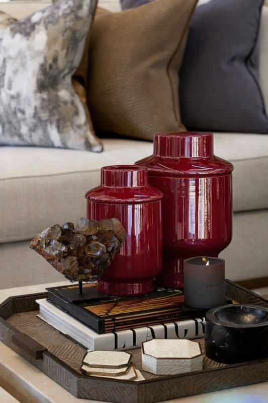 Bordo Cam Dekoratif Mum – Lüks Ev Aksesuarı