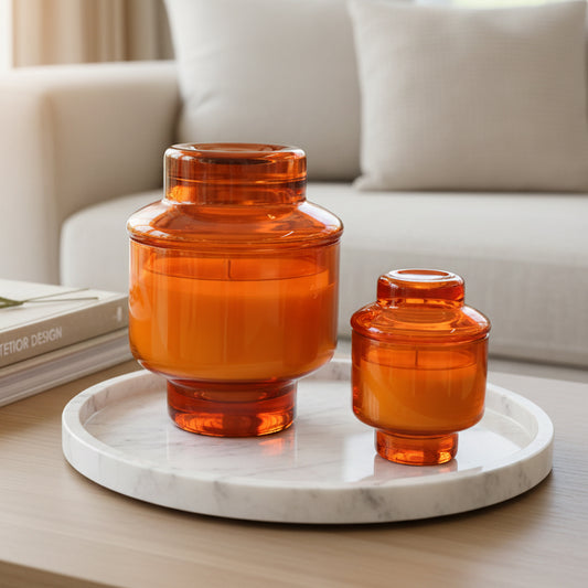 Cam Kapaklı Mumluk – Kehribar