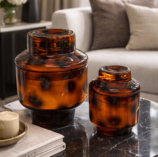 Cam Kapaklı Leopar Dekoratif Mum – Lüks Ev Aksesuarı