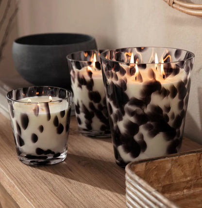 Murano Damalı Model – Siyah, Dekoratif Mum – Lüks Ev Aksesuarı