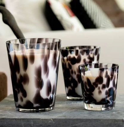 Murano Damalı Model – Siyah, Dekoratif Mum – Lüks Ev Aksesuarı