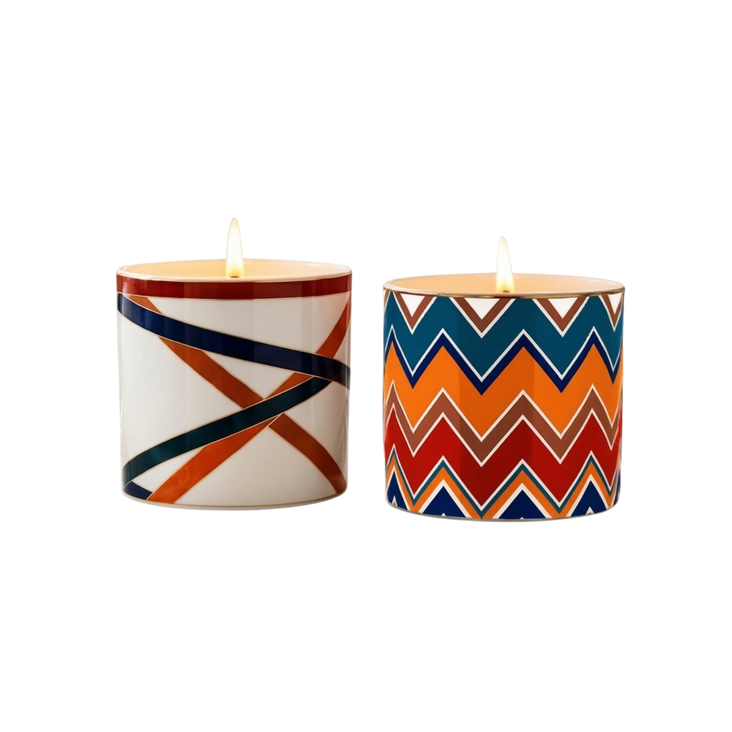 Missoni Cam Mumluk – Renkli – Dekoratif Mum – Lüks Ev Aksesuarı